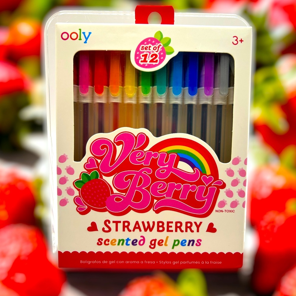 very berry strawberry scented gel pens - set of 12